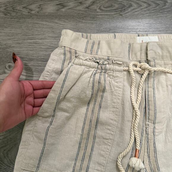 Anthropologie Seashore Pant Linen Blend Rope Tie Striped Women Small Casual Boho - Picture 4 of 8